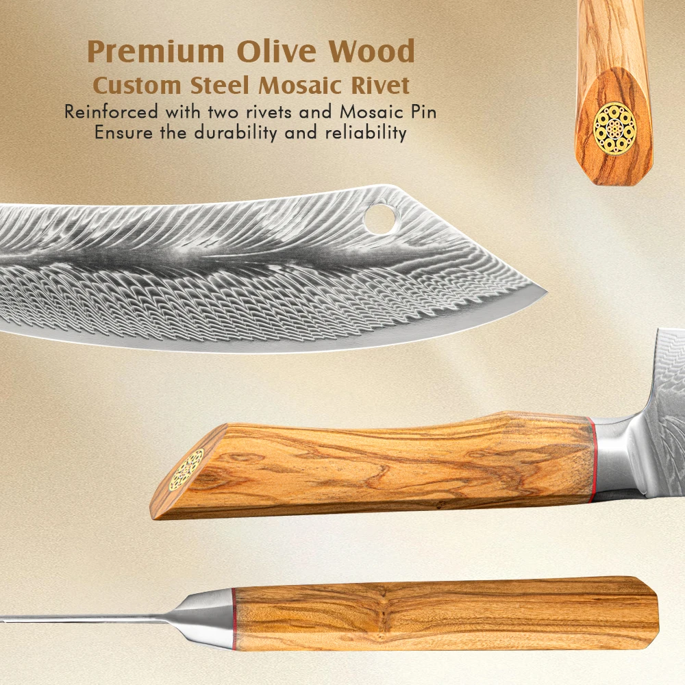 Amber Knife 73 layer Damascus Steel AUS10 pro kitchen knife real damascus steel axe Chef Knife