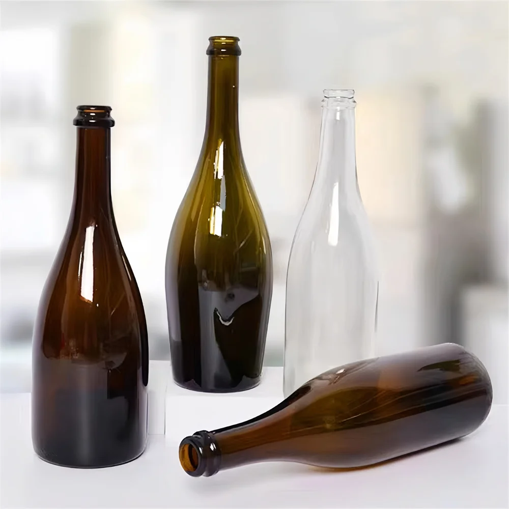 Wholesale Brown Dark Green Clear Wine Bottle 750ml 1000ml California Burgundy Champagne Glass Sparkling Red Wine Bottle