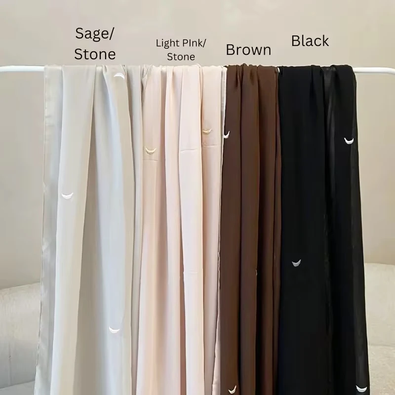 Custom premium Korean chiffon embroidered moon luxury hijab veil wholesale muslim hijab for women