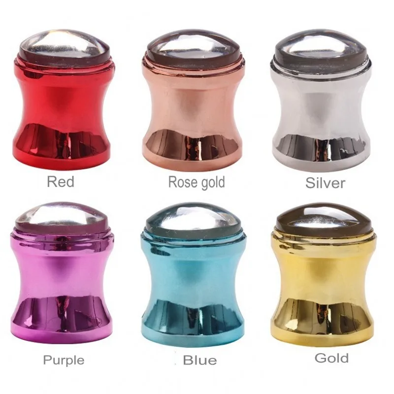 Metal Handle Clear Jelly Silicone Nail Art Stamper Scraper Stamping Tools Kit