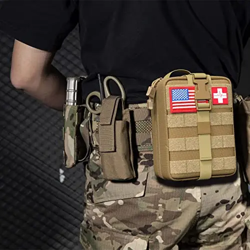 Emergency Compact Combat Tactical 150 Pieces Molle Survival Treatment Care EMT Trauma First Aid Kit for Camping Hunting