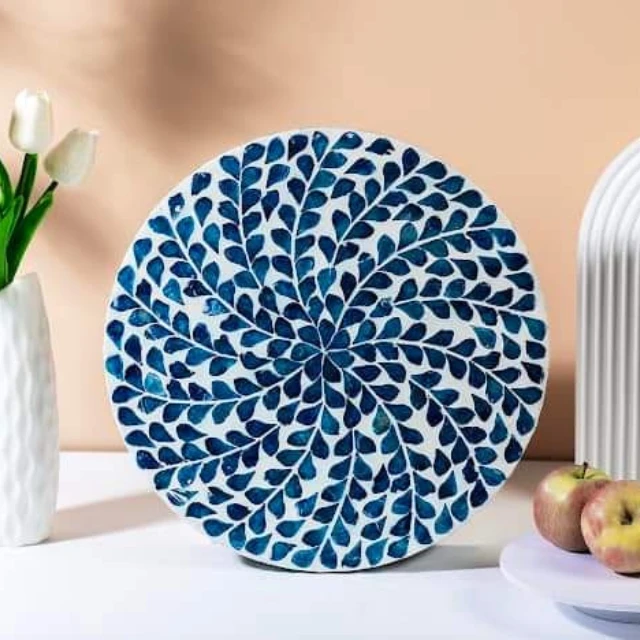 Unique Design Handmade Bone Inlay Serving Tray Mother of Pearl Rectangle Tray with Handles from Vietnam