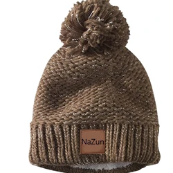 2022 New Style Winter Warm Knit Beanie Hats Custom Mother Boys Girls Pom Pom Wool Beanie Caps