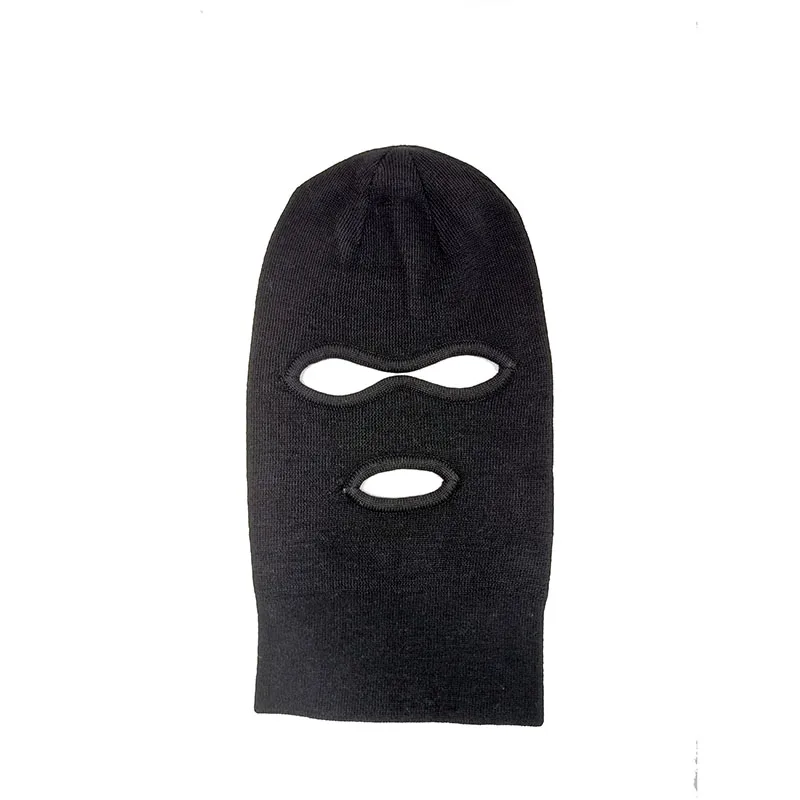 Perfect quality 3-holes black woolen balaclava face for winter; winter hat 100% wool balaclava face mask for winter work out