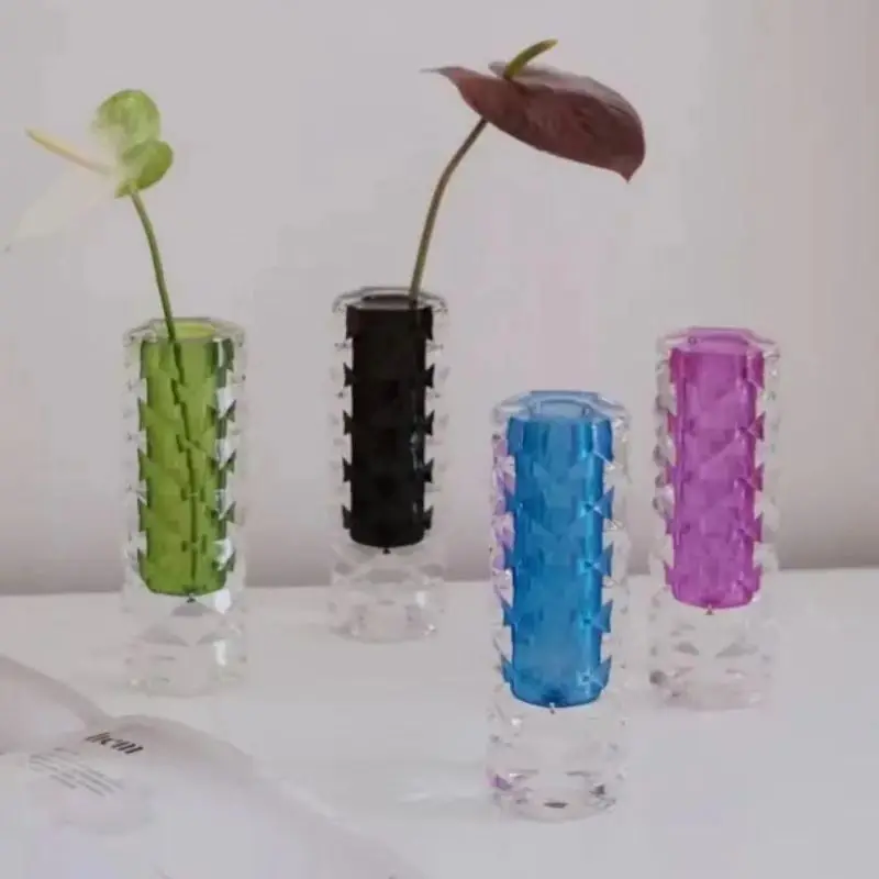 Transparent Office Decor Flower Vases Hydroponic Acrylic Vase Plastic Table Vase Hydroponics Container