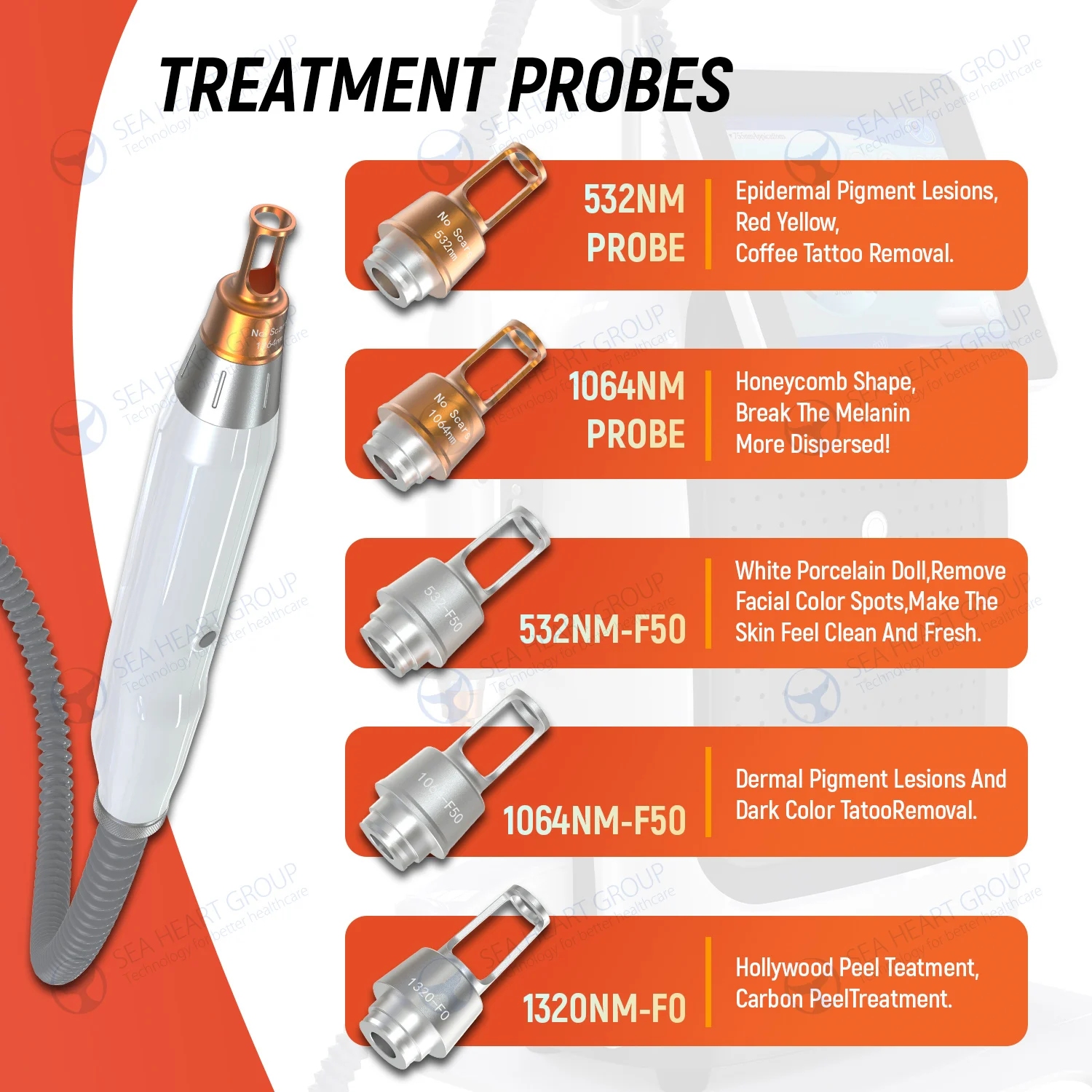 Seaheart pico 4 1064nm 532nm eyebrow tatoo remover picosecond laser tattoo removal Carbon Peel nd yag q switch laser machine