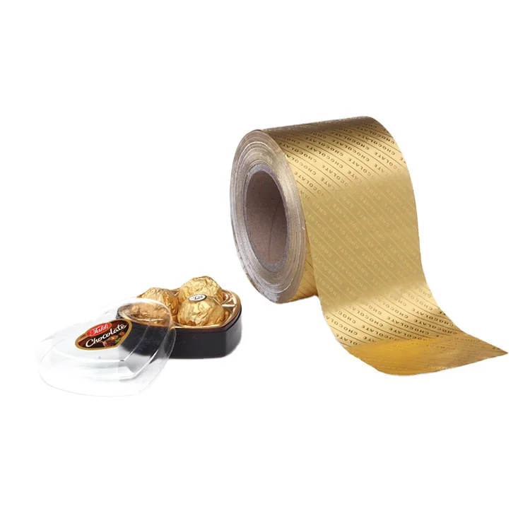 professional factory supplier customized logo  aluminum foil roll  gold coin chocolate foil wrappers