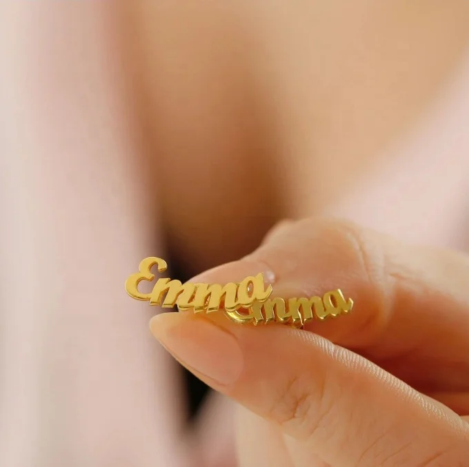 New Arrival Handmade 18k Earrings Gold Hip Hop Wedding Luxury Stainless Steel Personalized Custom Drop Hoop Name Earrings