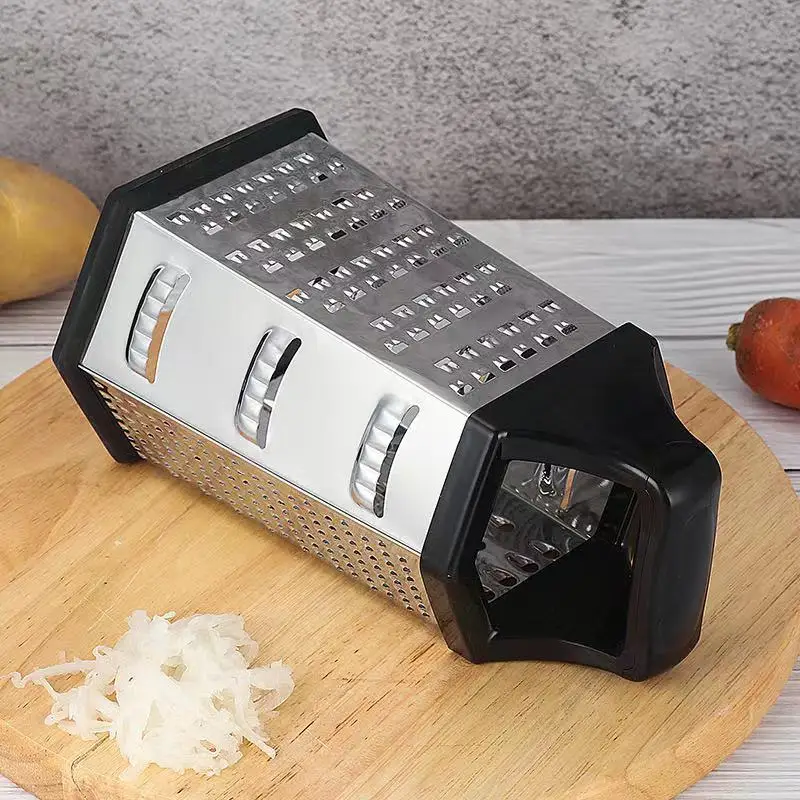 Stainless Steel Multifunction  Fruit Vegetable Slicer  Grater 6 Side  Box Cheese Grater with Container