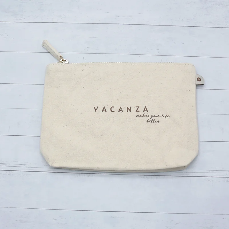 High quality cotton canvas cosmetic pouch custom pouch with logo ziplock packaging bag Travel toiletry Bag
