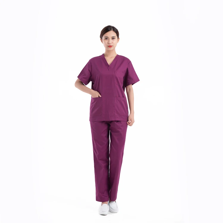 Classic style New Fashion scrubs set Hot Sell Stretchy Short Sleeve Tops Nurse Scrubs Pockets Medical Hospital Uniforms Haixin