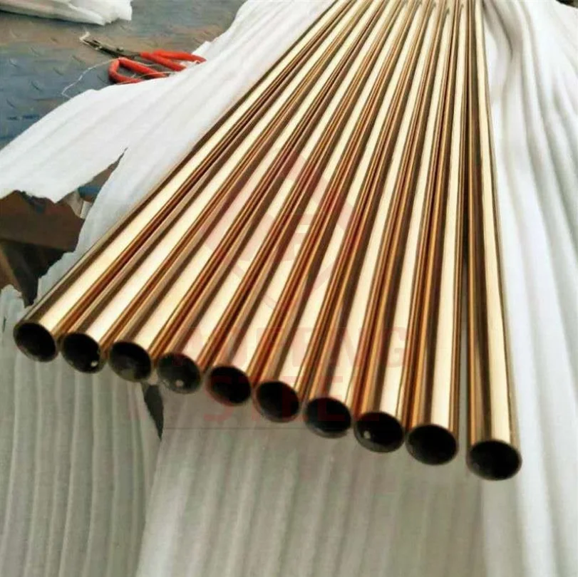 Inox SS AISI ASTM A554 Welded 201 316 Golden Stainless Steel Pipe Gold Tube 304 Stainless Steel Pipes Gold Color
