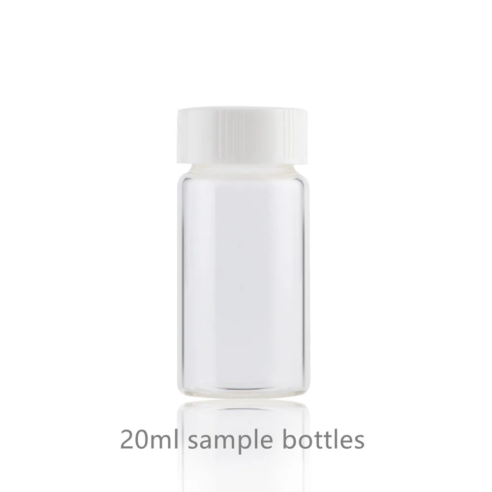 Laboratory sample packaging glass container 20ml clear glass vial with PE plastic cover