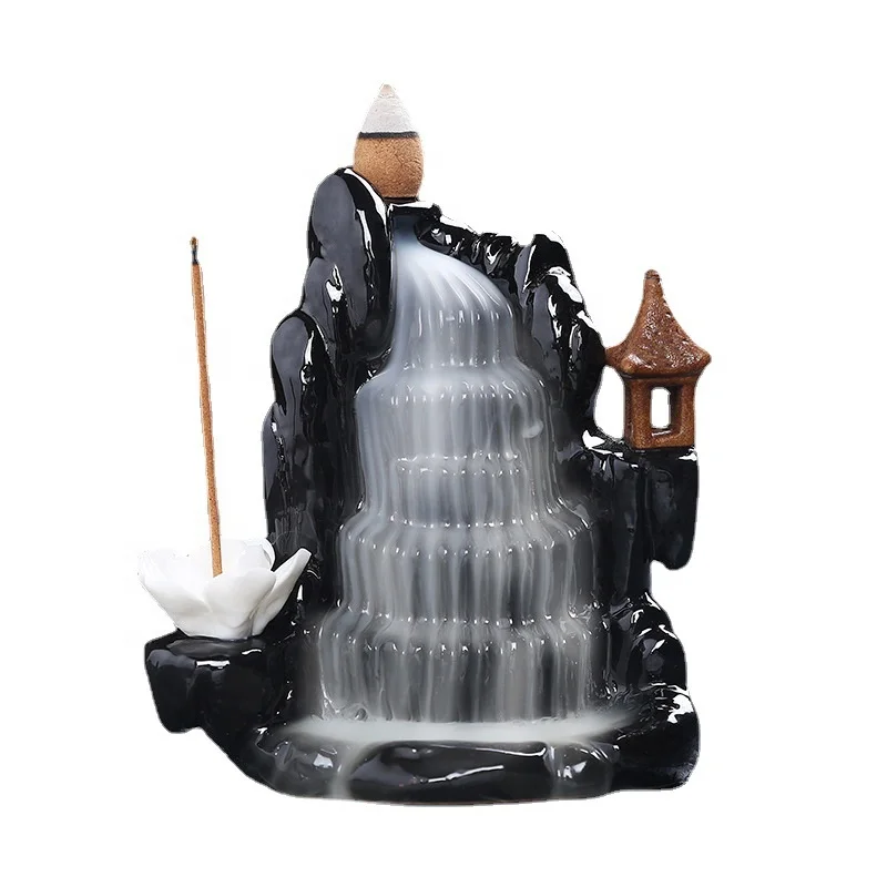 Factory wholesale creative ceramic ornaments incense insert tower incense backflow incense burner