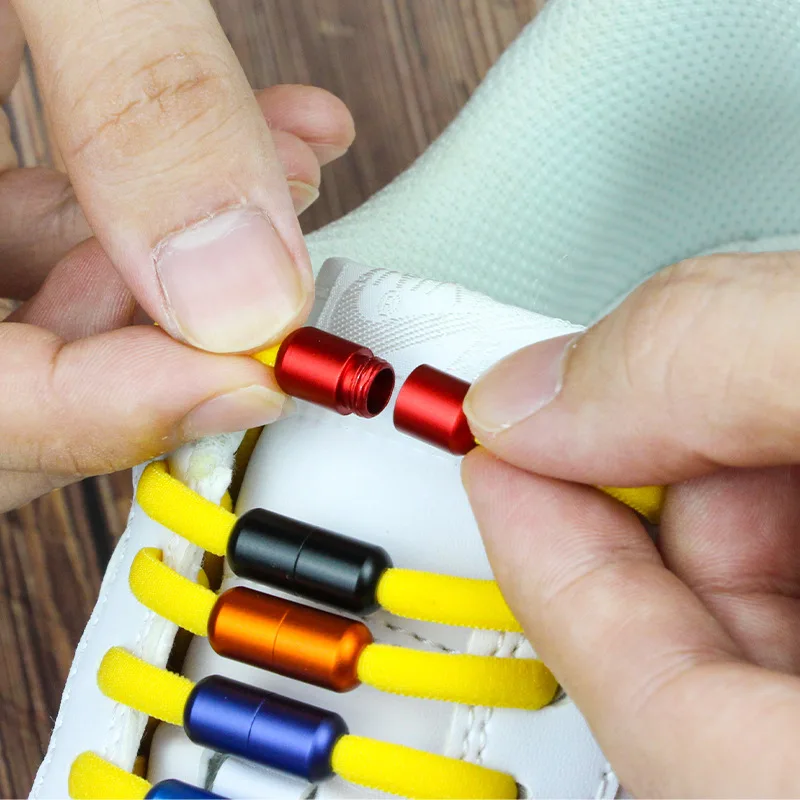 flat sneakers Colorful Capsule Lazy Shoelace 5mm Semicircle Elastic lace With Metal Screw Lock buckle Quick no Tie Shoelaces