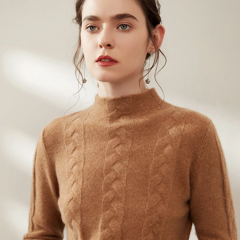 
Latest Amazon Sale Ladies Fashion Knit Jumper 35% Cashmere Women Woolen Knit Crochet Sweater 