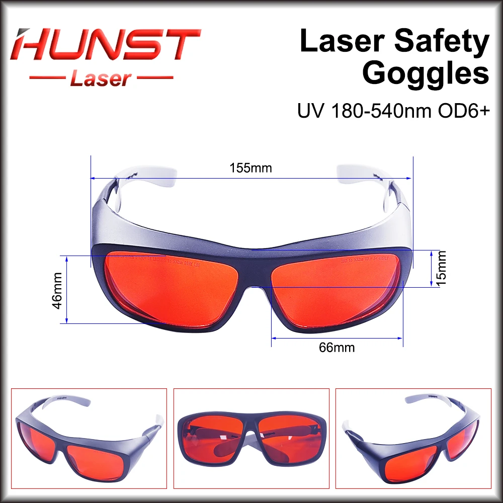 HUNST 355 & 532nm Medium Size Protective Glasses Shield Protection for UV & Green Laser Safety Eye Glasses