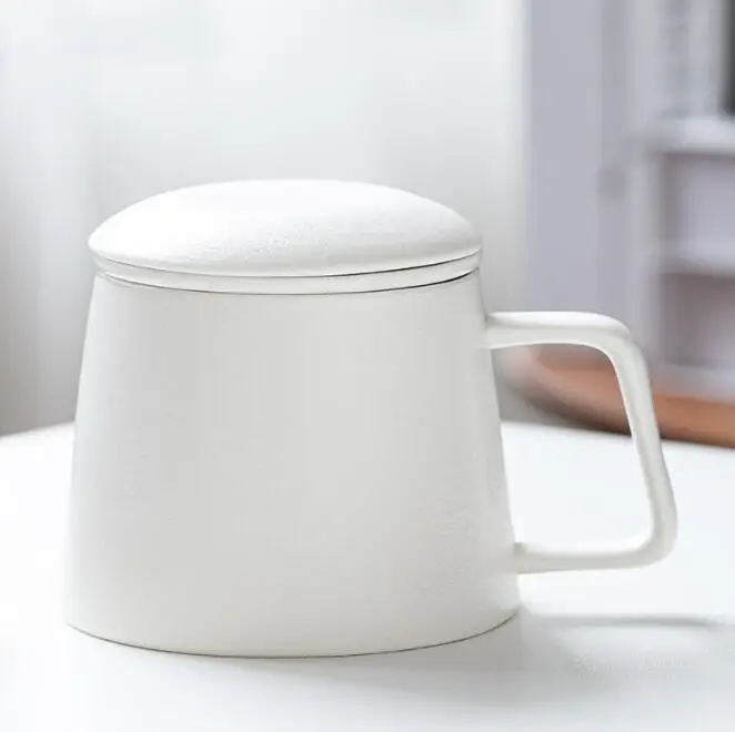 Ceramic Tea Mug with Filter/Steeper and Lid Red Leaves Portable Ornament  Infused Tea Cup