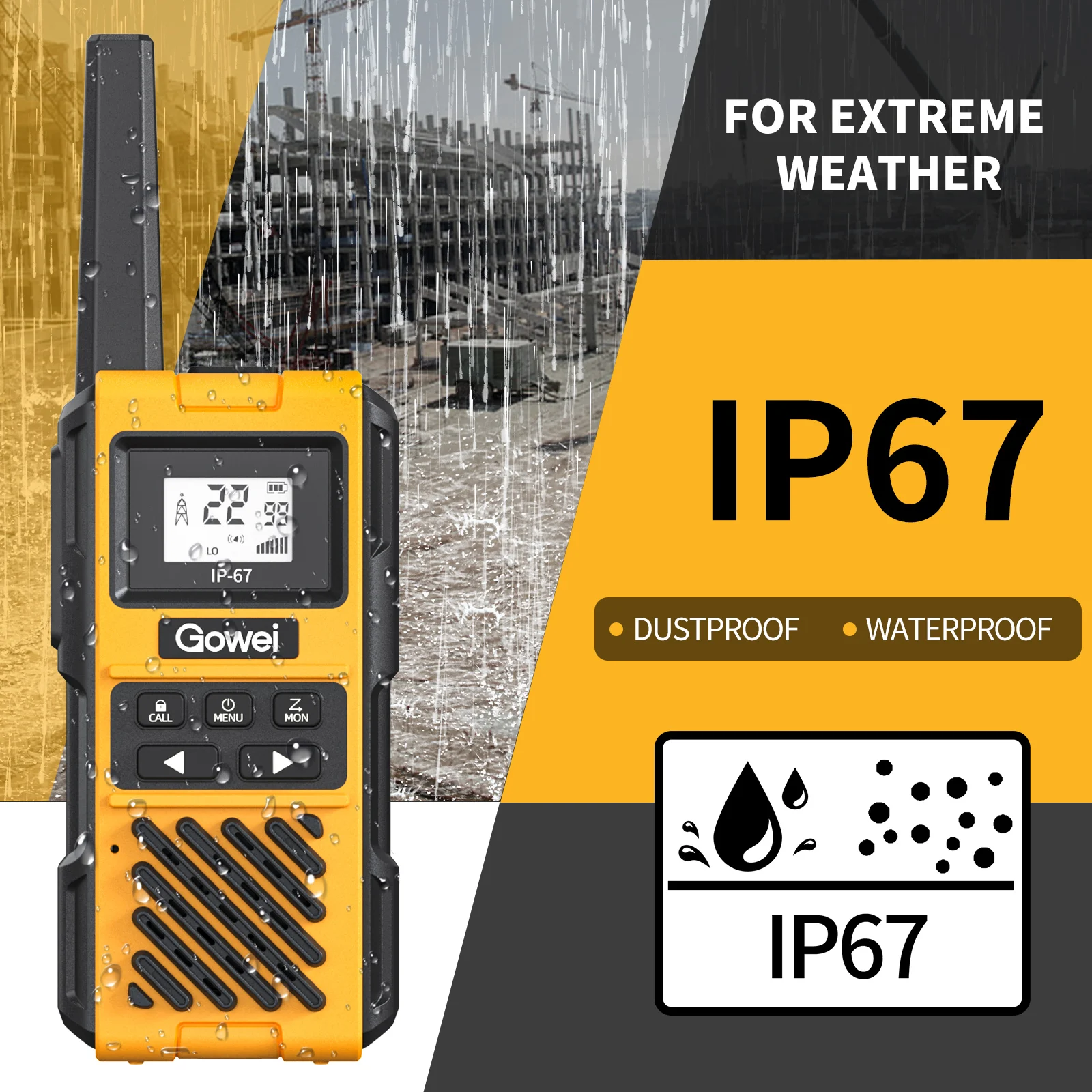 2Pcs Professional Walkie Talkies Rechargeable IP67 Waterproof Walkie Talkies, Long Range 2 Way Radio Handheld