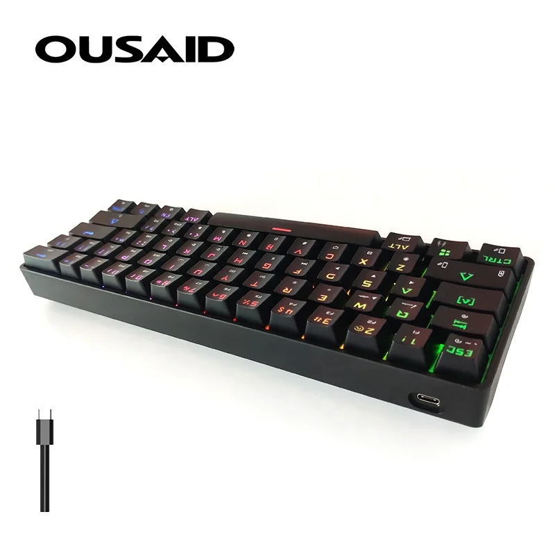 YPM factory hot sale 68 keys mechanical gaming keyboard 60% RGB for gamer typewriter DK61