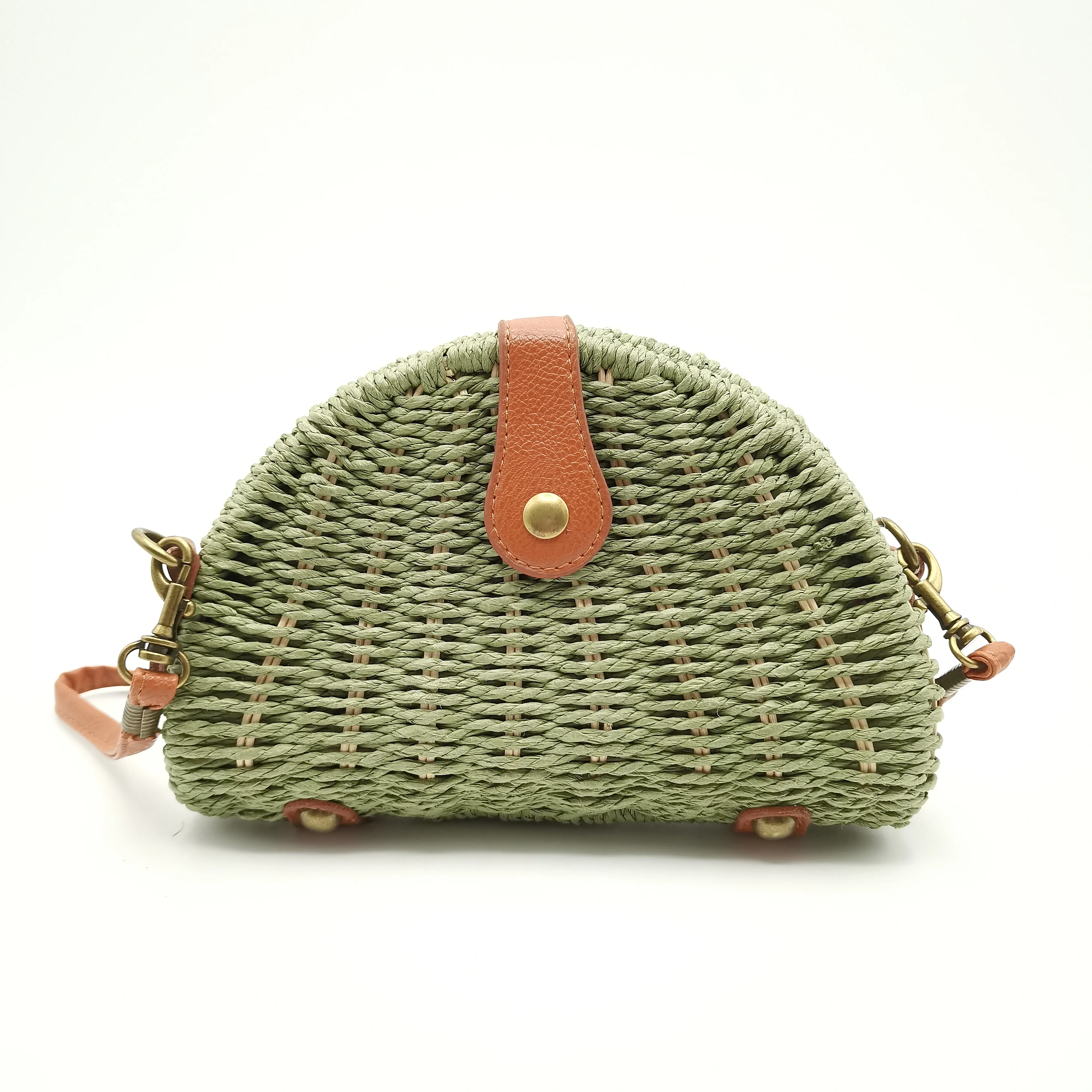 Полукруглая Соломенная Сумочка Fuxia, миниатюрная сумка через плечо, клатч, кошелек, соломенные сумки из ротанга, летняя пляжная плетеная сумка-кошелек