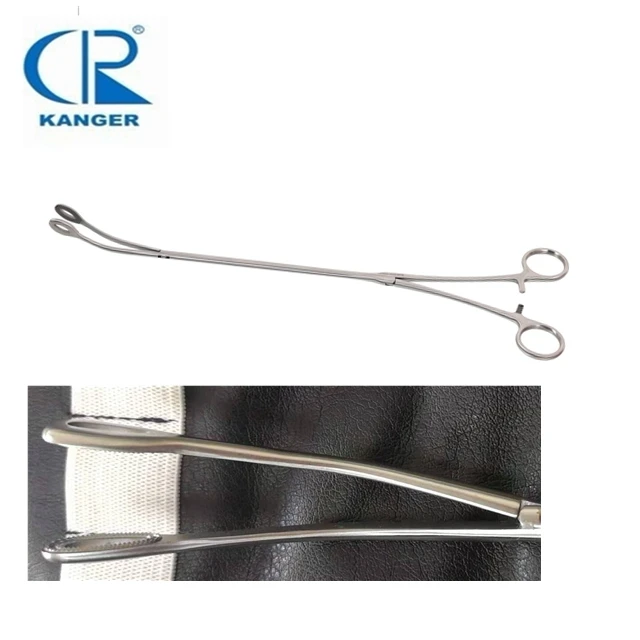 VATS  oval head head width 8mm 5*350mm without teeth grip slip VATS Thoracic Hemostatic forceps Double joint oval forceps