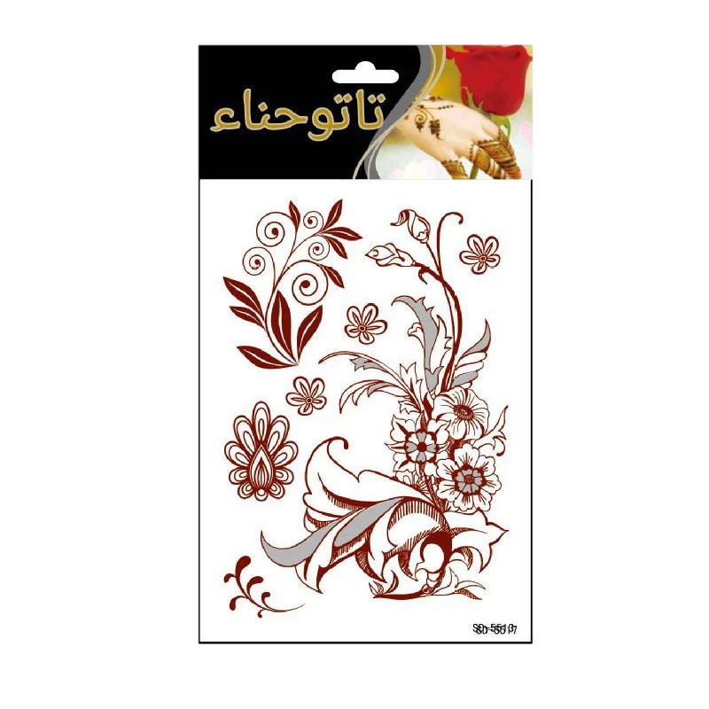 Temporary Henna Tattoos sticker,  Flower Women tattoo , Waterproof  Red Ink Body Art Henna Stickers
