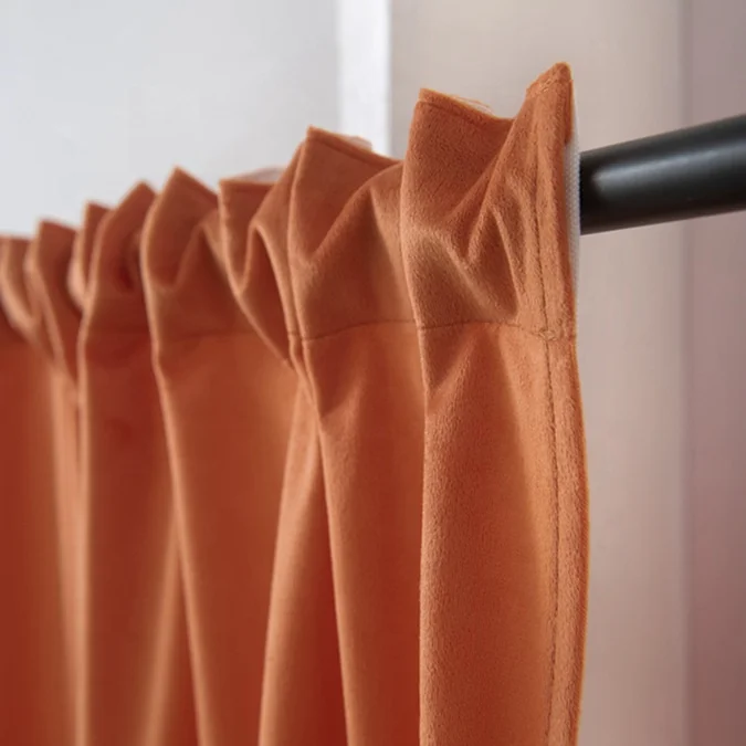 JIUANG Textiles Rod Pocket Woven Polyester Velvet Curtains Solid Color Window Curtains for Living Room