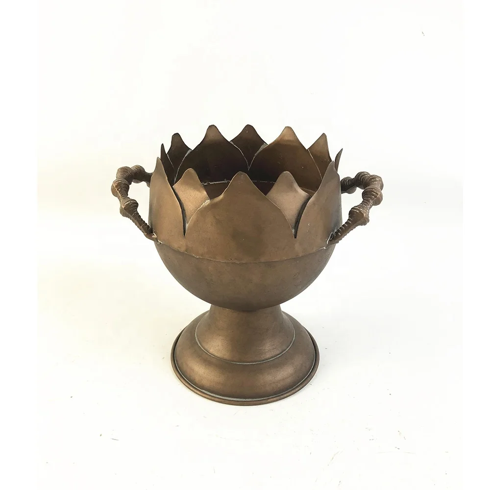 Balcony Vintage Style Metal Outdoor Garden Planter Large Antique Bronze Iron Flower Pot