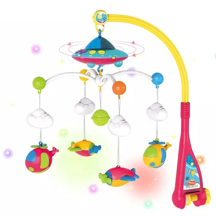 Dropshipping Remote Control Baby Crib Mobile With Lighting And Music Moon And Stars Projection For Infants