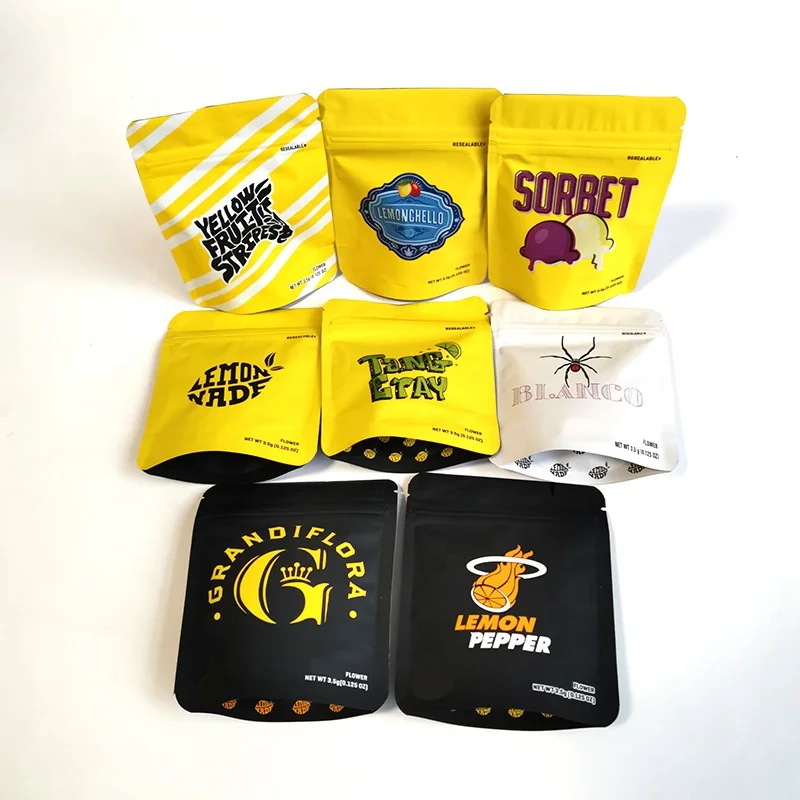 
New In stock Custom Logo Print Matte Smell Proof Packing Mini Zip lock Weed Mylar Plastic Cookie Packaging Bags With Window 