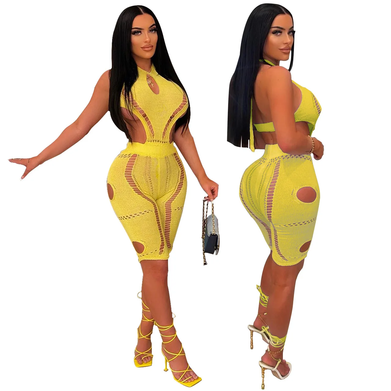 Sexy Hollow Out Jumpsuits For Women Summer Women Clothing Knitted One Piece Jumpsuit Pants Women