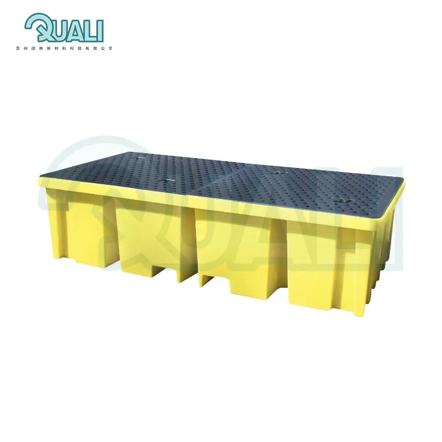 Quali High Quality Plastic Spill Pallet For IBC Barrel Use Heavy Duty Pallet For Two Tanks