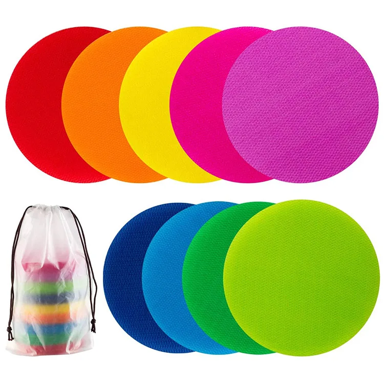 Nylon Hook and Loop Floor Dots Multicolor Carpet Spot Markers Classroom Circles Carpet Sitting Spots for Kids Teachers Pr