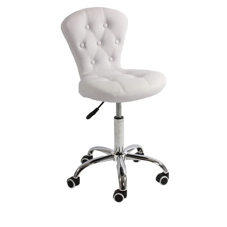 
 High quality Popular Silver Task White Leather Office Chair Without Arms  