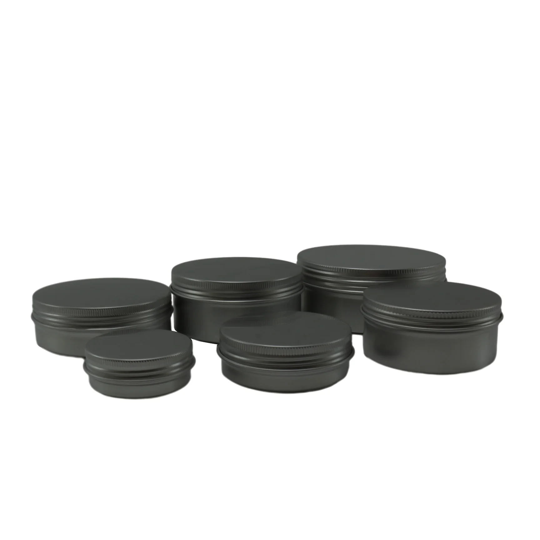 10ml 15ml 20ml 30ml 50ml 60ml 80ml 100ml 120ml matte black aluminum tin jar for wax AJ-932D