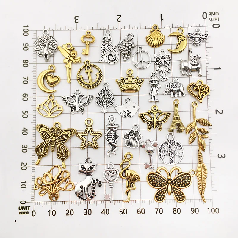 SC wholesale Mixed 300 PCS Alloy Metal Tibean Silver Pendant Beads Charms Beads For Jewelry Making Diy Bracelet Earrings