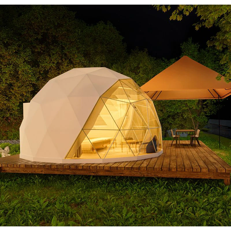6M Diameter Igloo Geodesic Dome Steel Structure Camping Tent Hotel Luxury Dome For Outdoor