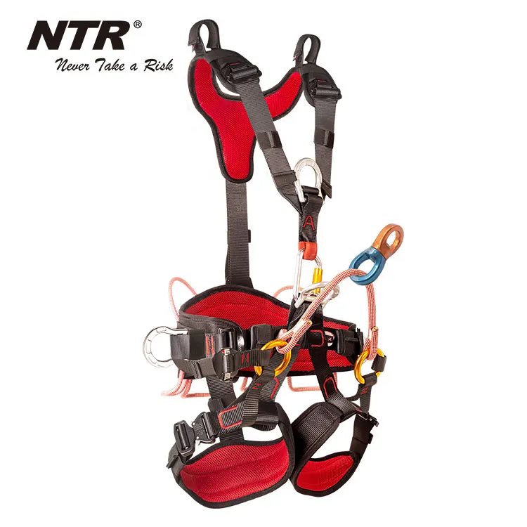
Full body safety harness with multiple gear loops for rescue rope access fall protection 