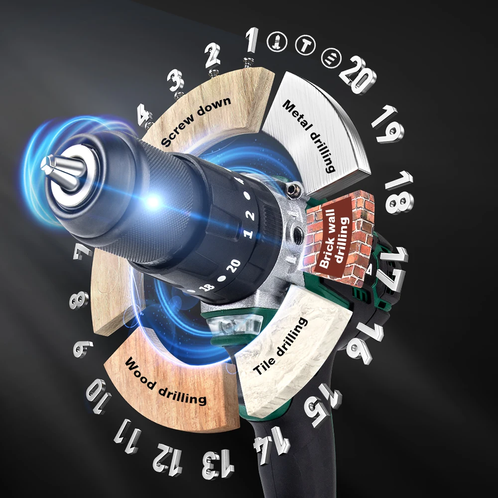 cordless drill 20v Replacement Portable Power Tools Electric Hammer Battery Operated Drill Brushless Drill