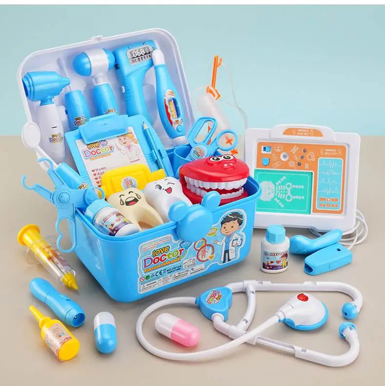 Hot Selling Children play doctor toys set boys and girls with sound and light injection stethoscope medicine suitcase toy