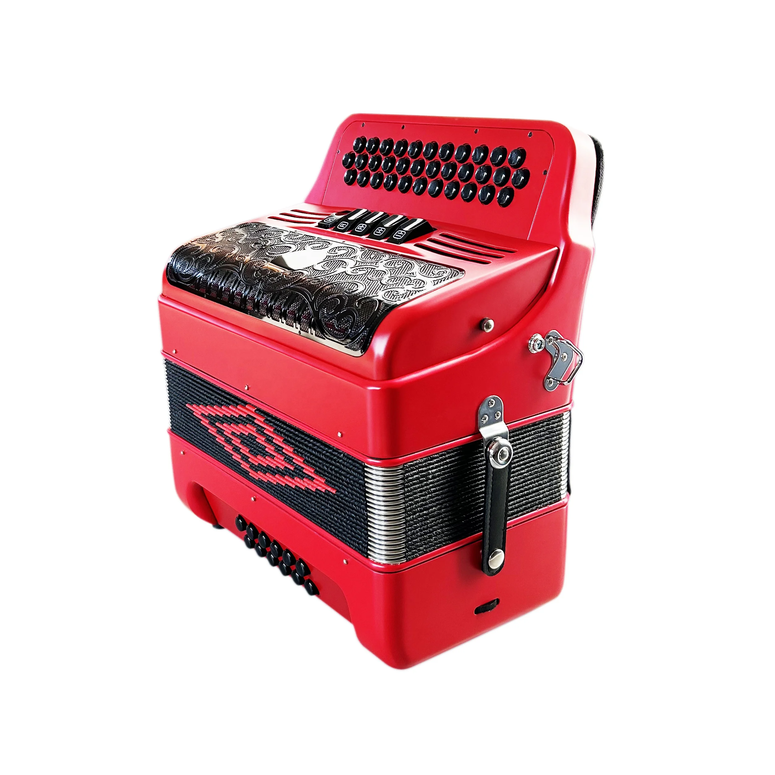 SEASOUND OEM 34 Button 12 Bass 5 Registers Red Acordeon Black Grill Accordion Diatonic JB3412D