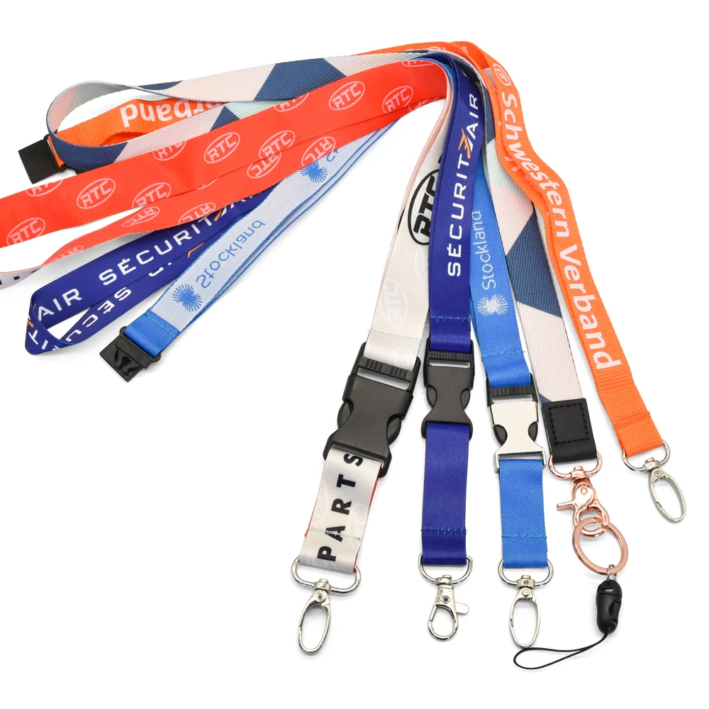 Customizable necklace children size printing polyester safety buckle football printing lanyard