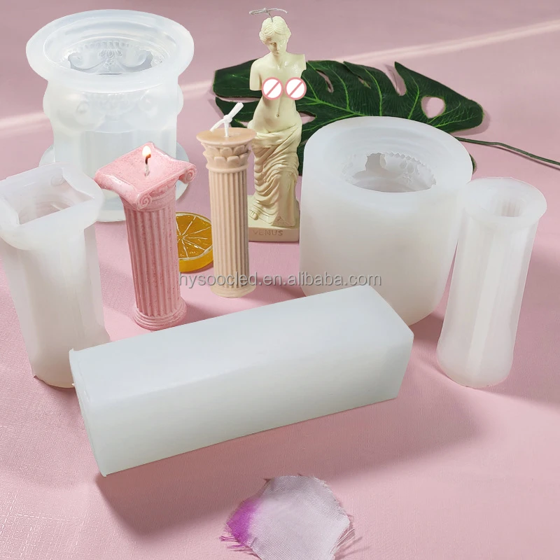 Art 3D Roman Column Candle Mold Scented Stone European Simple Home Candle Wax Mold Furnishing Aromatherapy Resin Silicone Mold