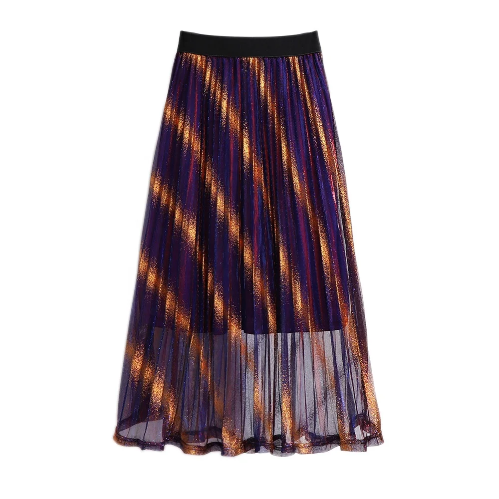 
Женская Блестящая одежда на заказ, женские плиссированные юбки большого размера 