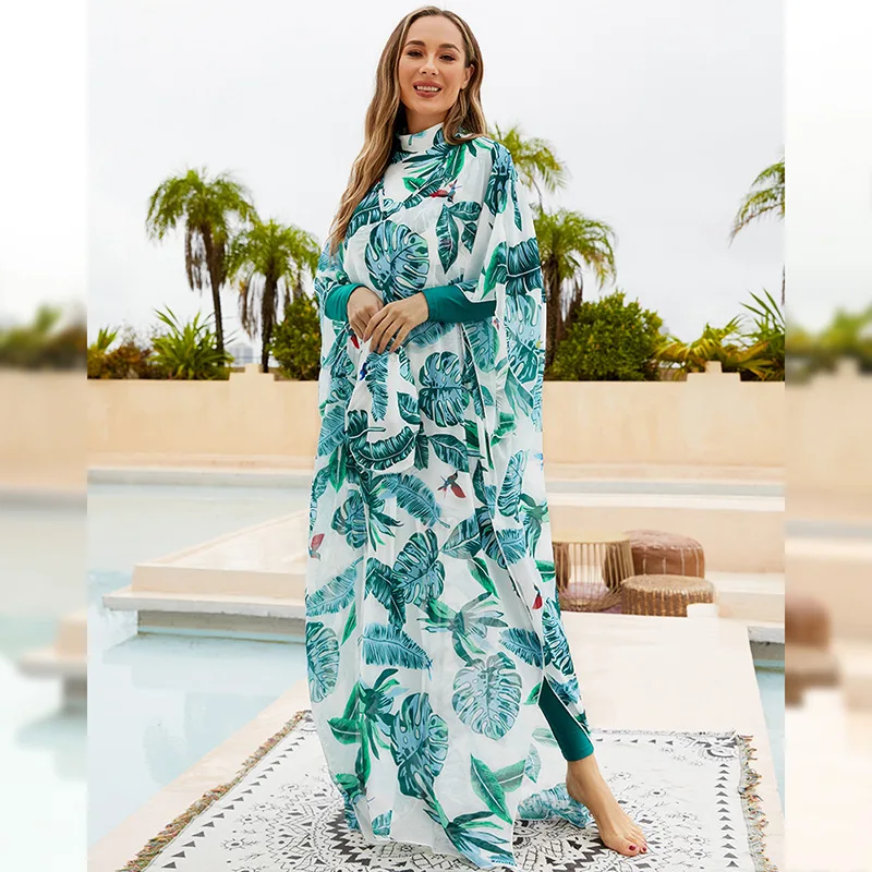 Wholesale Muslim Women Modest Swimwear With Kaftan 4 piece Bathing Suit Islamic Swimsuit Full Covered