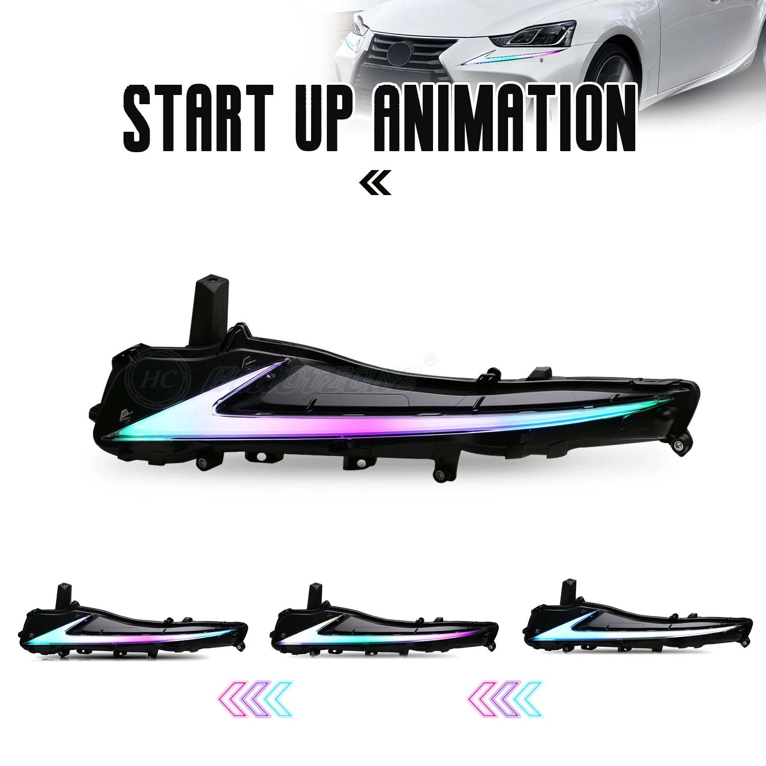 HCMOTIONZ Factory Streamer Day Running Lights 2017 2018 2019 2020 Car Lamps Assembly IS250 IS350 F RGB DRL for Lexus