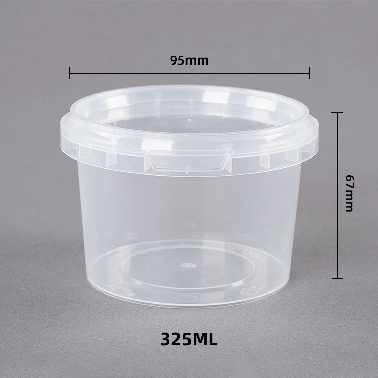 Custom 325 ML Transparent Tamper Evident Deli Cup Disposable Plastic Round Food Pp Deli Container With Lock Lid