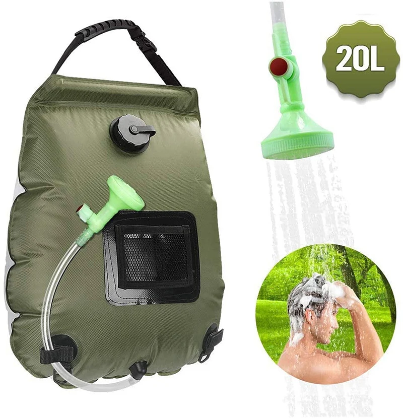 Portable Shower for Camping 20L Solar Self Heating Camping Shower Bag Hiking Camping Shower Bag Accessories