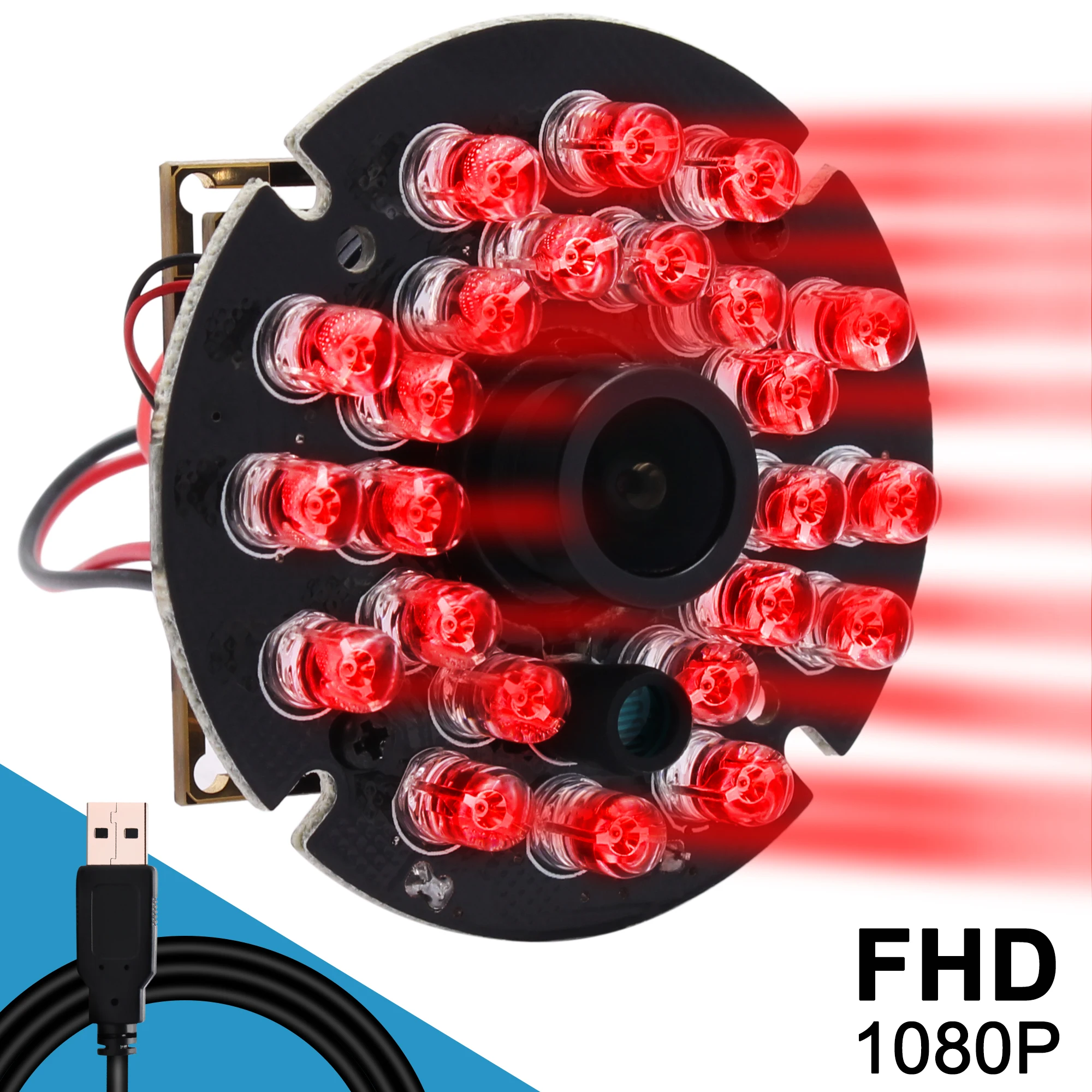 ELP High 30fps H.264 1080P WDR Infrared 3MP USB Camera Audio Night Vision Driverless UVC Camera Module with IR LED